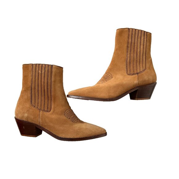 Zadig & Voltaire Shoes - Zadig & Voltaire Tyler Cowboy Ankle Boots Cowboy Western Tan ( 40 )